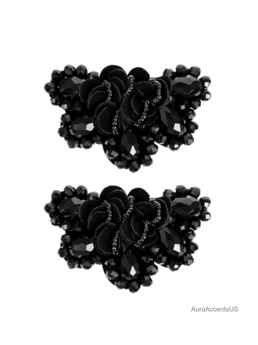 Rhinestone Beaded Bow Shoe Clips Set of 2 Detachable Shoe Embellishments